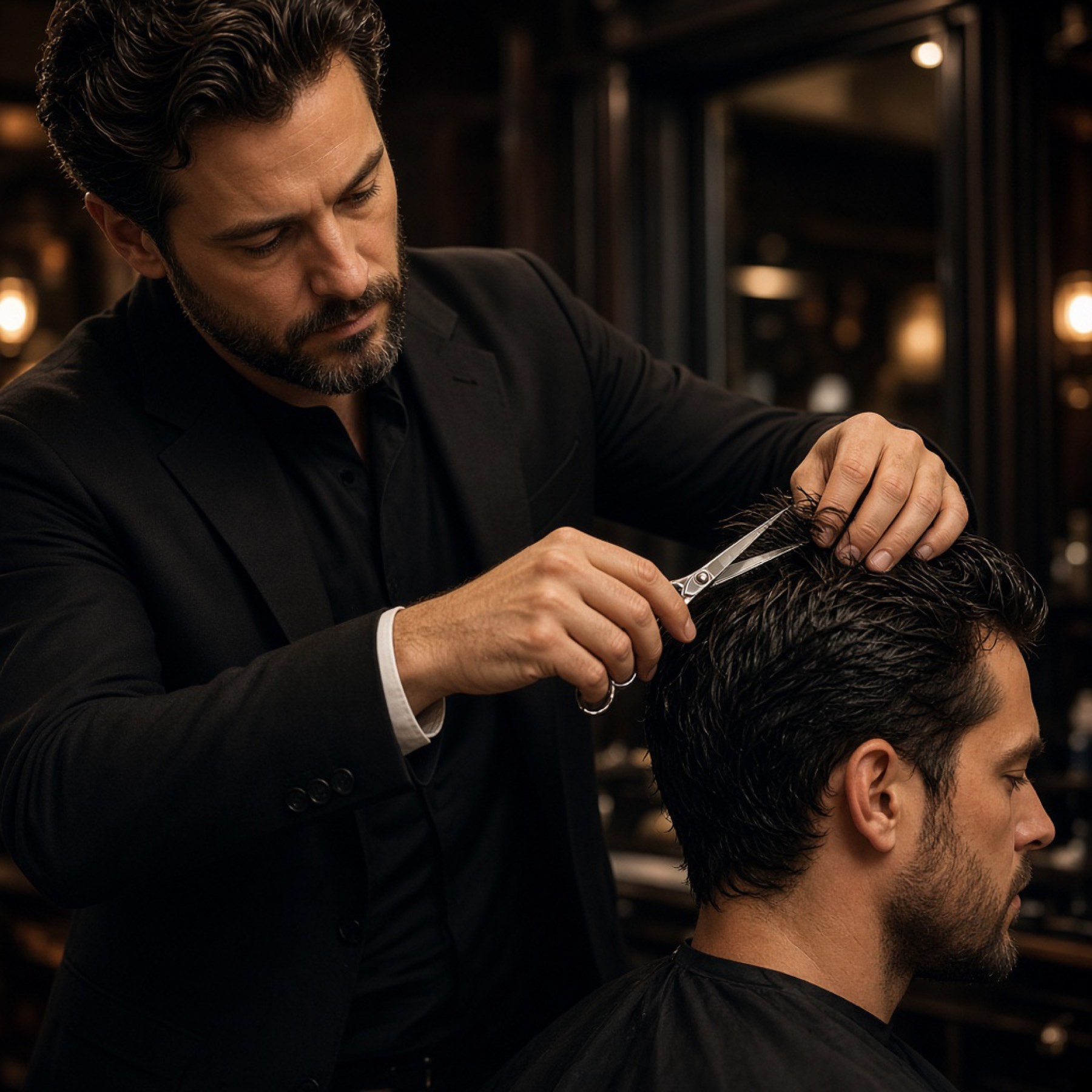 Sample photograph of a haircut in progress